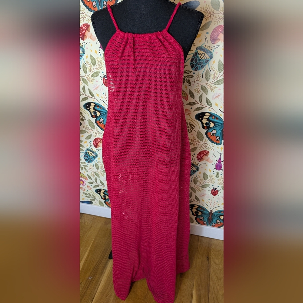 Haute Hippie Magenta Beaded Tie Back Coverup